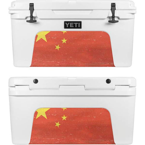 Chinese Flag Distressed YETI Tundra 65 Hard Cooler Skin